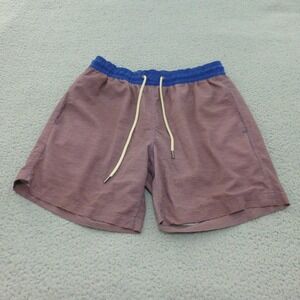 Fair Harbor Mens Large Swim Trunks Lined Blue Orange Drawstring Shorts